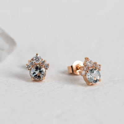 Gold earrings with aquamarines and diamonds DARIA