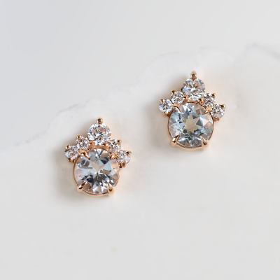 Gold earrings with aquamarines and diamonds DARIA