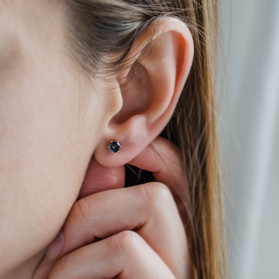 Stud earrings with blue topaz DENIM