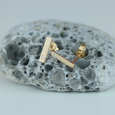 Zlaté minimalistické  náušnice s diamanty DINA