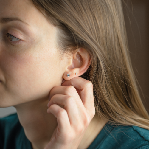 Classic earrings with diamonds ESTELLE