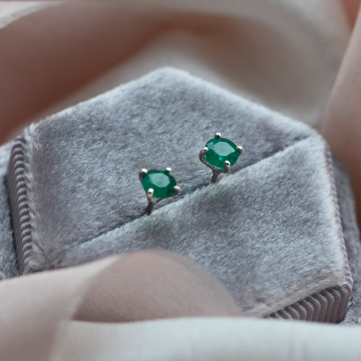 Gold earrings with emeralds FELI