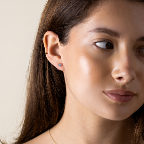 Gold earrings with blue topazes FELI