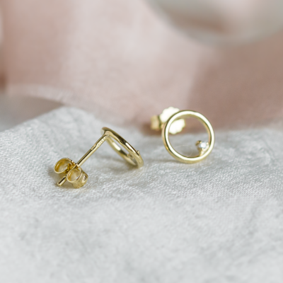 Gold karma earrings with diamonds GARURASANA