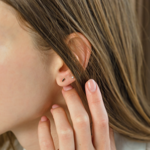 Earrings with tapered baguette salt and pepper diamonds GIGI