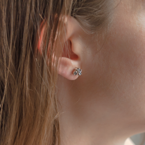 Cluster earrings with salt and pepper diamonds GRAPPOLO