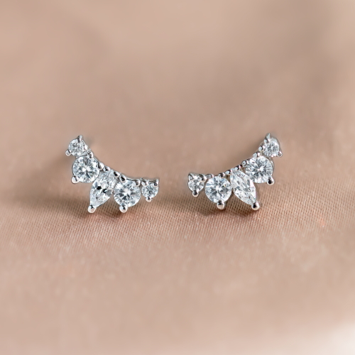 Crawler gold earrings with lab-grown diamonds JAZZ