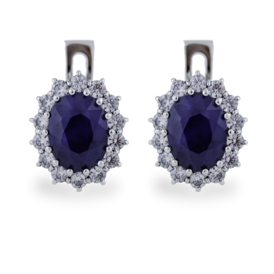 Elegant earrings with JUFINI diamonds and a sapphire