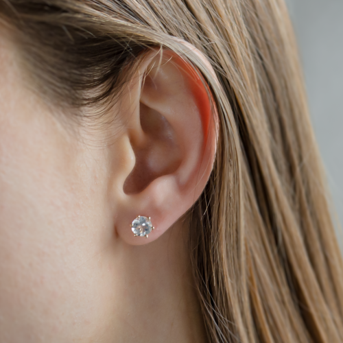 Stud earrings with white moonstone JULIET