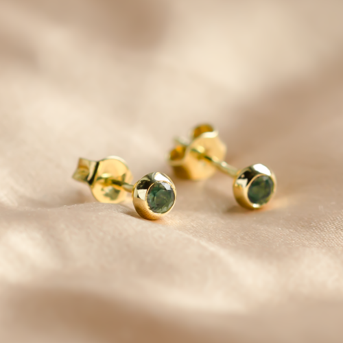 Gold stud earrings with gemstone of your choice ALLA