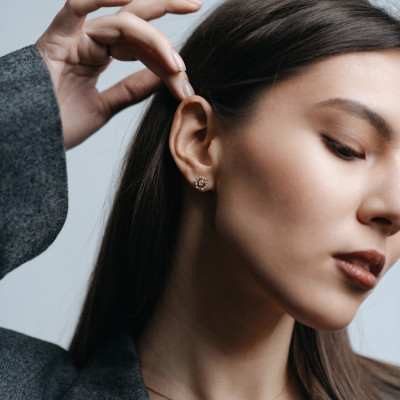 Lab-grown diamond earrings with interchangeable gemstones KYLE