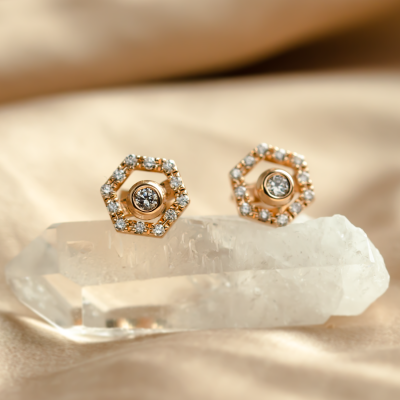 Lab-grown diamond earrings with interchangeable gemstones KYLE