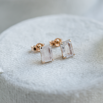 Gold earrings with baguette moonstone LEDA