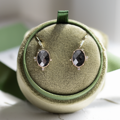 Salt and pepper diamond vintage earrings MARIBEL