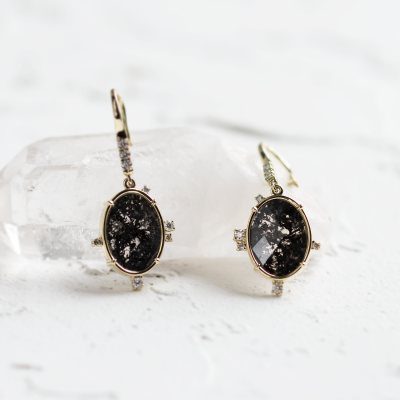 Salt and pepper diamond vintage earrings MARIBEL