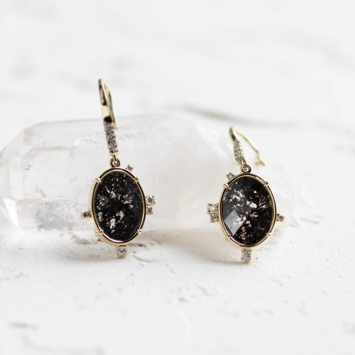 Salt and pepper diamond vintage earrings MARIBEL