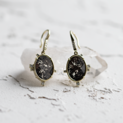 Salt and pepper diamond vintage earrings MARIBEL