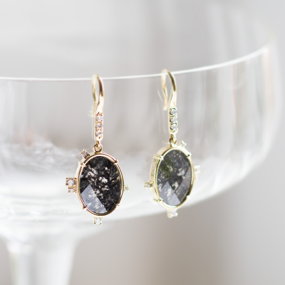 Salt and pepper diamond vintage earrings MARIBEL