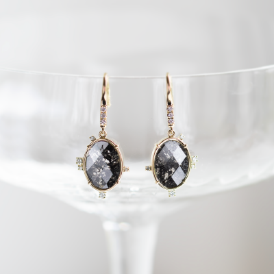 Salt and pepper diamond vintage earrings MARIBEL