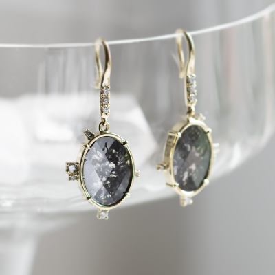 Salt and pepper diamond vintage earrings MARIBEL