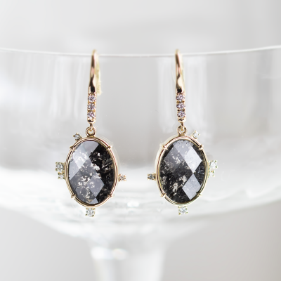Salt and pepper diamond vintage earrings MARIBEL