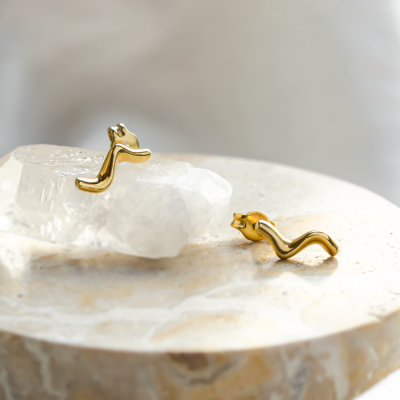 Minimalist gold earrings waves MIGNON