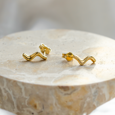 Minimalist gold earrings waves MIGNON