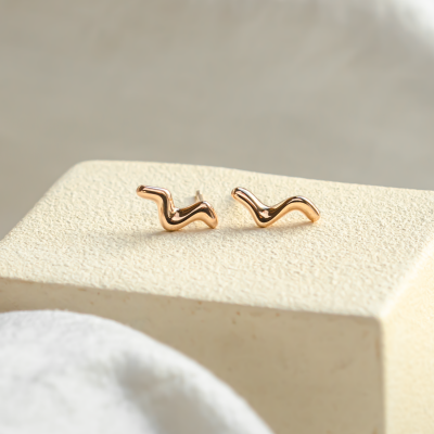 Minimalist gold earrings waves MIGNON