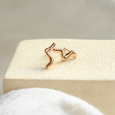 Minimalist gold earrings waves MIGNON