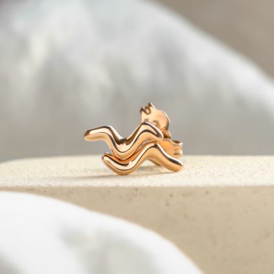 Minimalist gold earrings waves MIGNON