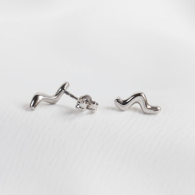 Minimalist gold earrings waves MIGNON