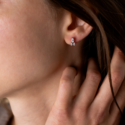 Earrings with baguette and marquise lab-grown diamonds ANNA