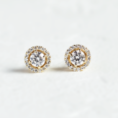 Classical gold stud earring with diamonds NINA