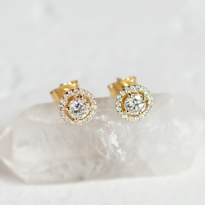 Classical gold stud earring with diamonds NINA