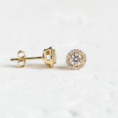 Classical gold stud earring with diamonds NINA