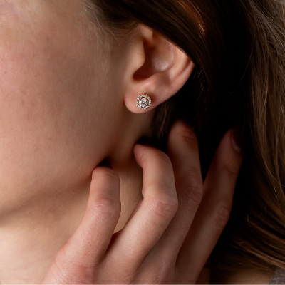 Classical gold stud earring with diamonds NINA