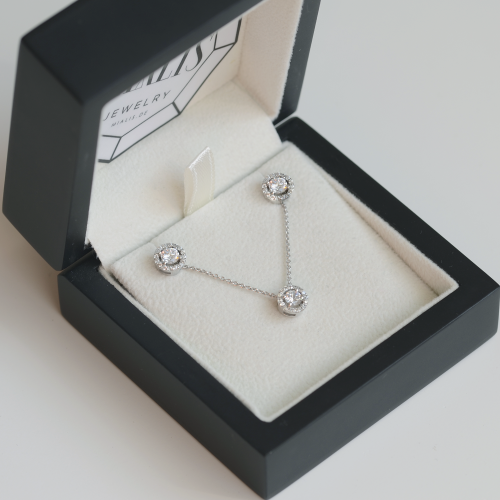 Classical silver stud earring with zirkons  NINA