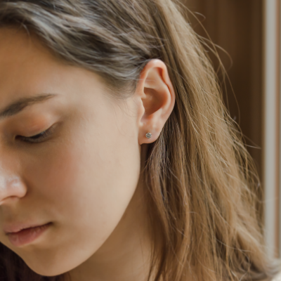 Minimalist earrings with salt and pepper diamonds PARKER