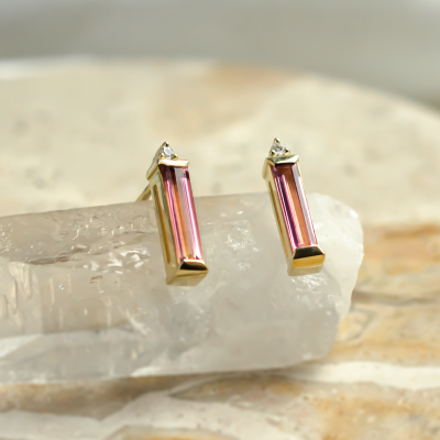 Pink sapphire and diamond stud earrings QUINN