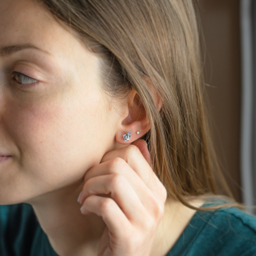 Gold earrings with aquamarines in kite shape RIAN