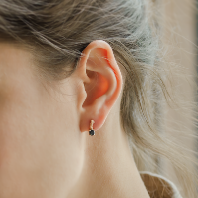 Stud earrings with black diamonds and twig SEAN