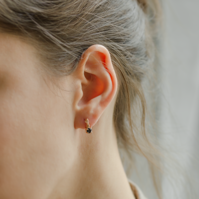 Stud earrings with black diamonds and twig SEAN