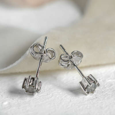Gold minimalist earrings with salt and pepper diamonds SIRIUS