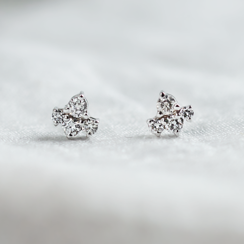 Minimalist gold earrings with diamonds in cluster setting STEPH