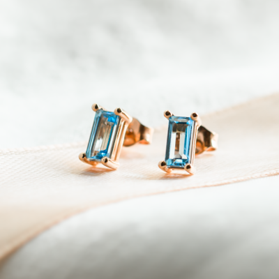 Gold earrings with Swiss blue topaz THUN