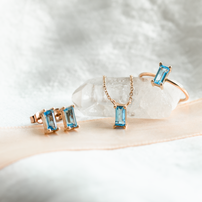 Gold earrings with Swiss blue topaz THUN