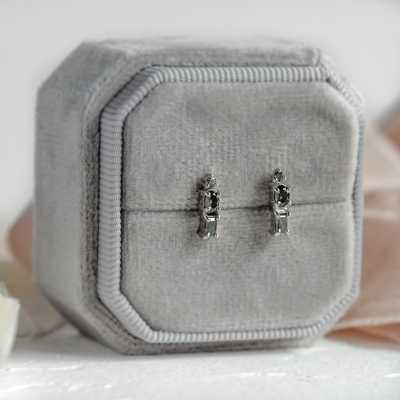 Unusual earrings with salt and pepper diamonds TRIPLE