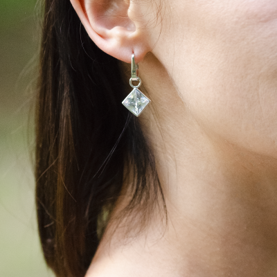 Silver earrings with princess zirkons TUSSE