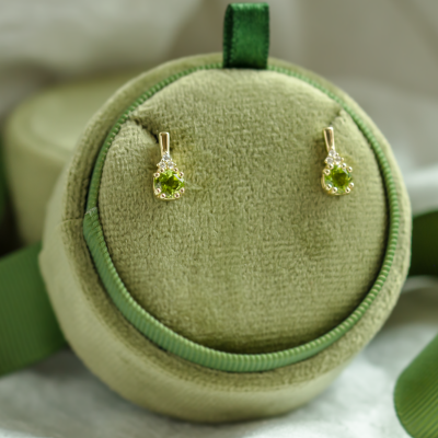 Peridot and diamond gold earrings VERDE