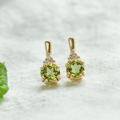 Peridot and diamond gold earrings VERDE